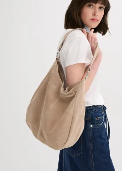Sac en cuir velours avec sangle décorative