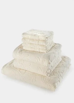 Serviette de toilette en coton à motif en relief