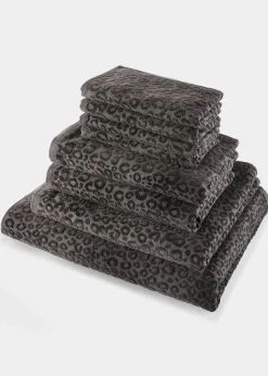 Serviette de toilette pur coton motif léopard