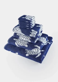 Serviette de toilette pur coton motif tortue