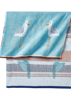 Serviette de toilette pur coton motif mouettes