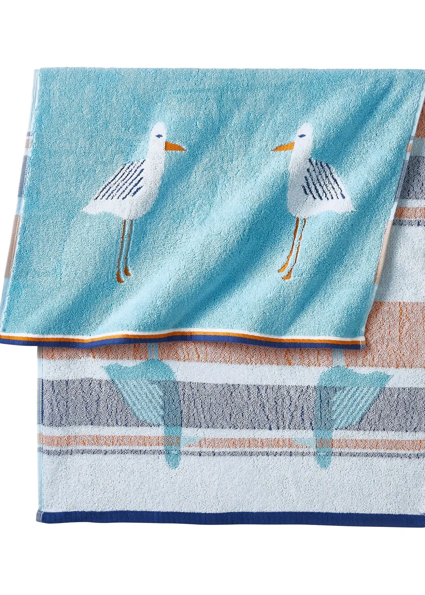 Serviette de toilette pur coton motif mouettes