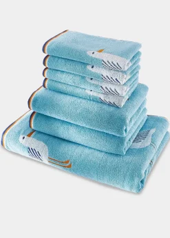 Serviette de toilette pur coton motif mouettes