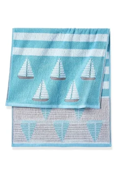Serviette de toilette pur coton motif bateau