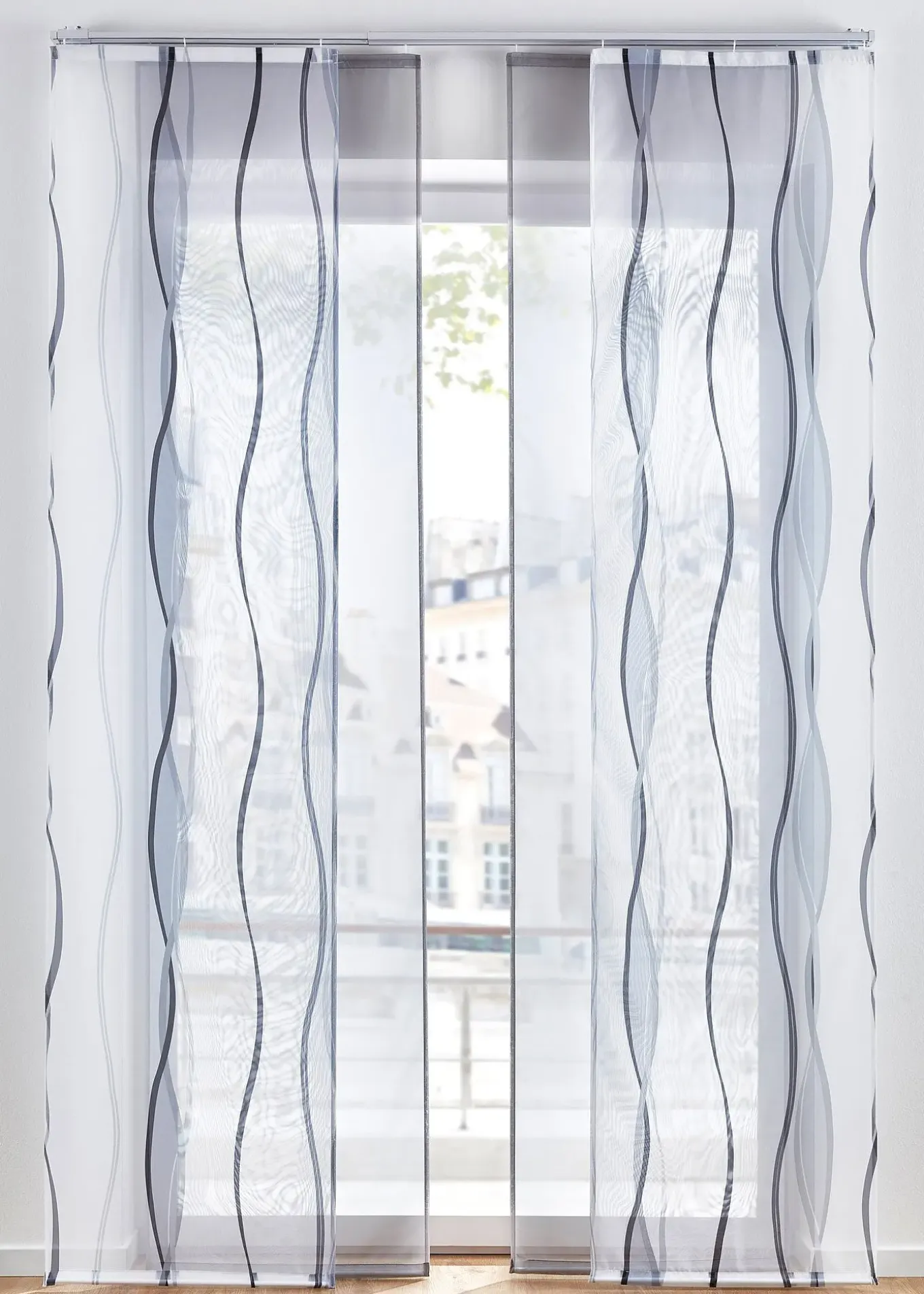 Set de 2 panneaux coulissants (uni et imprimé)