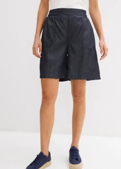 Short à taille élastiquée, avec du lin rafraîchissant