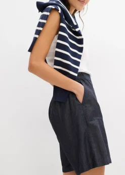 Short à taille élastiquée, avec du lin rafraîchissant