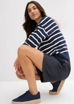 Short à taille élastiquée, avec du lin rafraîchissant