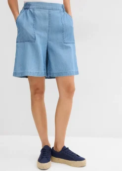 Short à taille élastiquée, avec du lin rafraîchissant