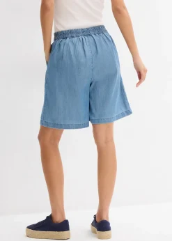Short à taille élastiquée, avec du lin rafraîchissant