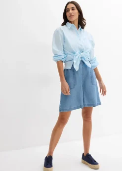 Short à taille élastiquée, avec du lin rafraîchissant