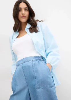 Short à taille élastiquée, avec du lin rafraîchissant