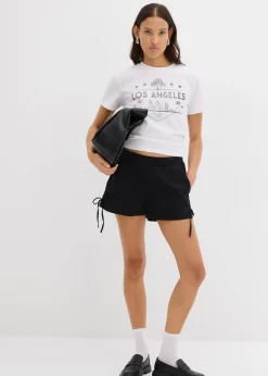 Short à taille élastiquée en coton extensible
