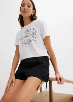 Short à taille élastiquée en coton extensible