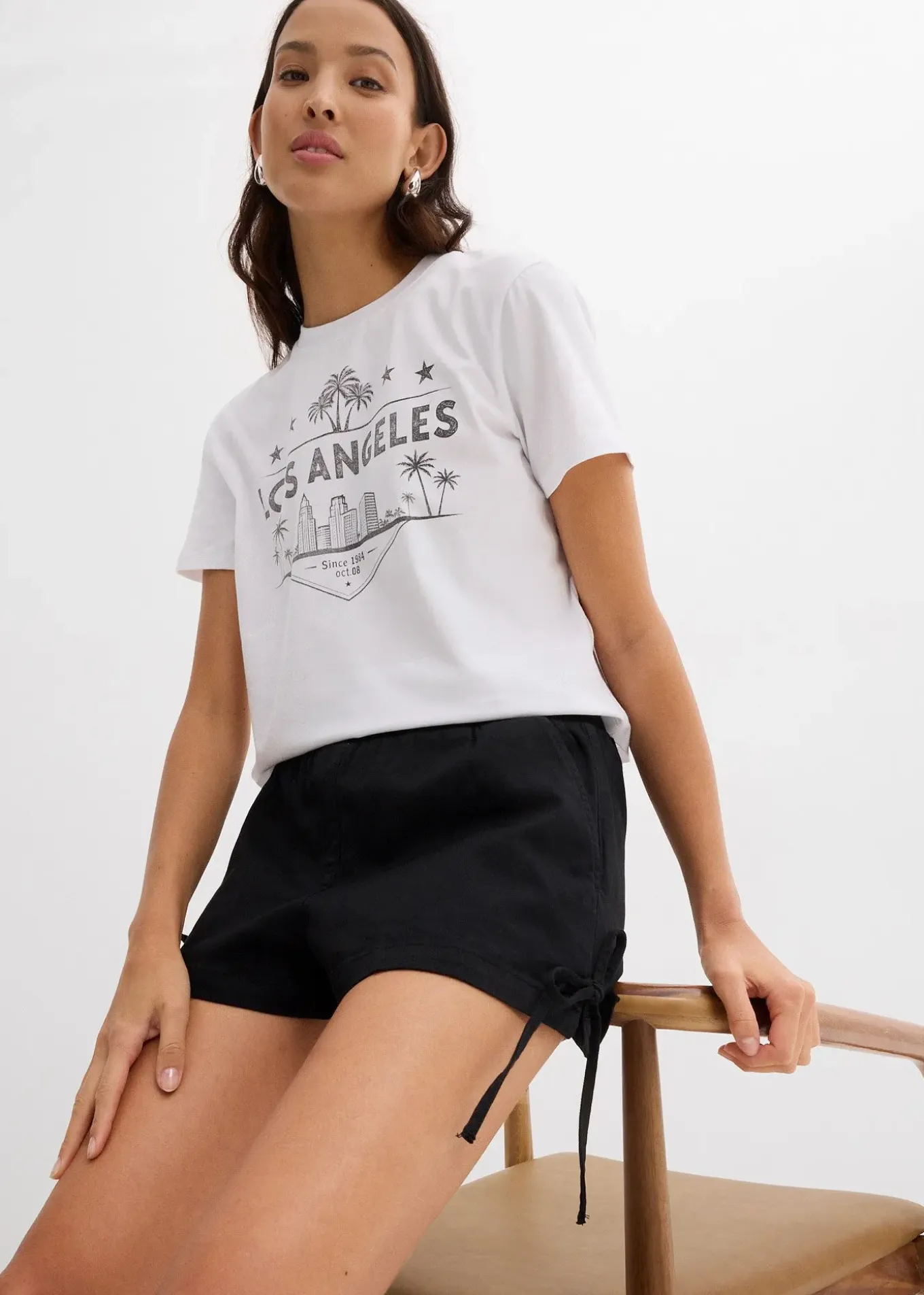 Short à taille élastiquée en coton extensible