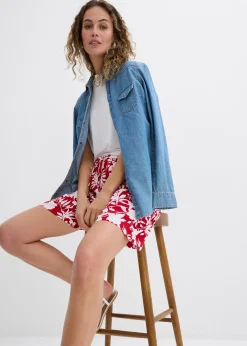 Short ample en viscose avec taille haute élastiquée