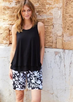 Short ample en viscose avec taille haute élastiquée