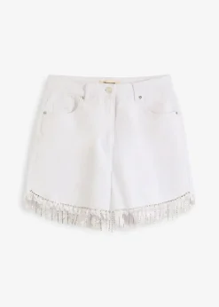 Short avec franges de chaînes à strass