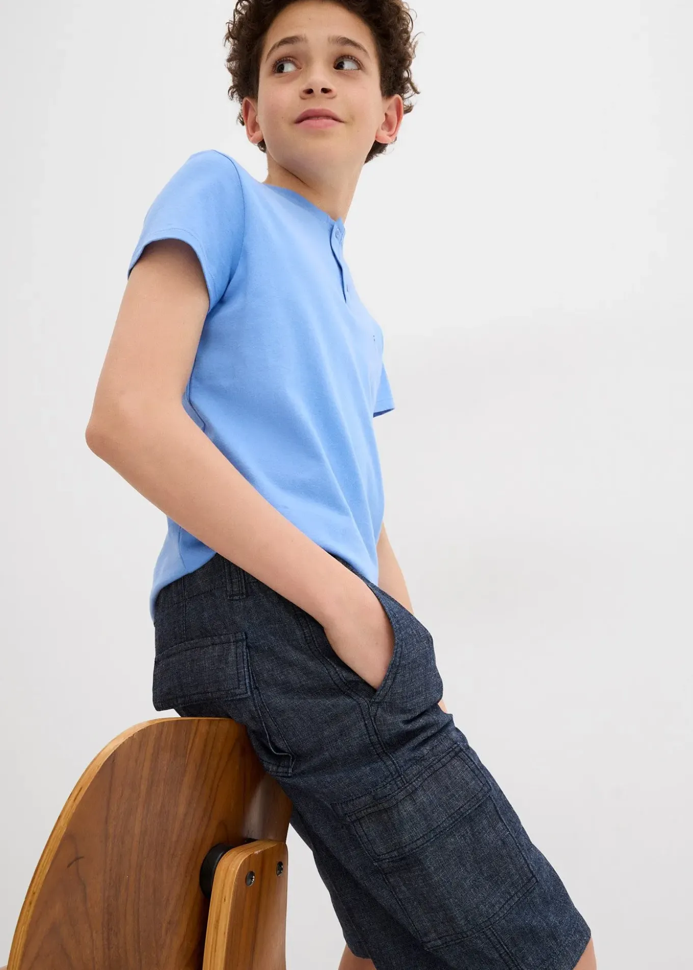 Short cargo long en chambray, Regular