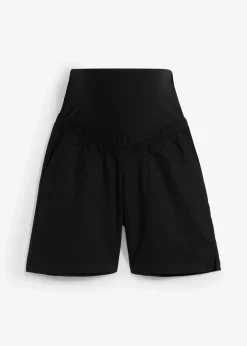 Short de grossesse 2en1 avec bandeau à rabattre, en lin et coton