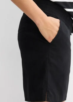 Short de grossesse 2en1 avec bandeau à rabattre, en lin et coton