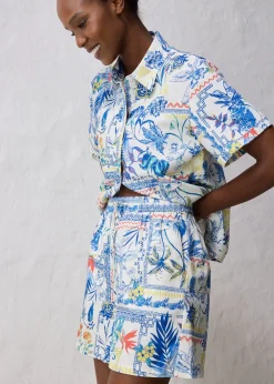 Short en coton et soie