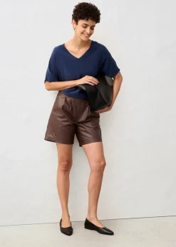 Short en cuir nappa d’agneau