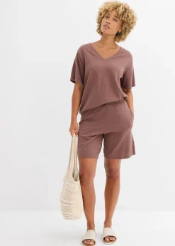 Short en fine maille avec taille élastiquée