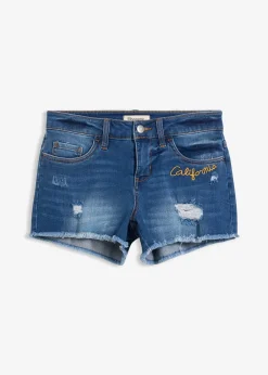 Short en jean à broderie