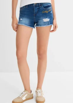 Short en jean à broderie