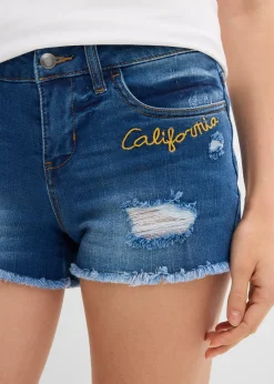 Short en jean à broderie