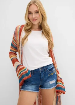 Short en jean à broderie