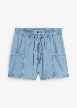 Short en jean avec taille haute élastiquée