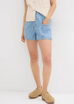 Short en jean avec taille haute élastiquée
