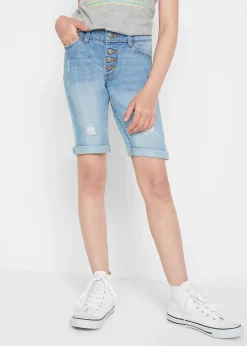 Short en jean extensible taille mi-haute
