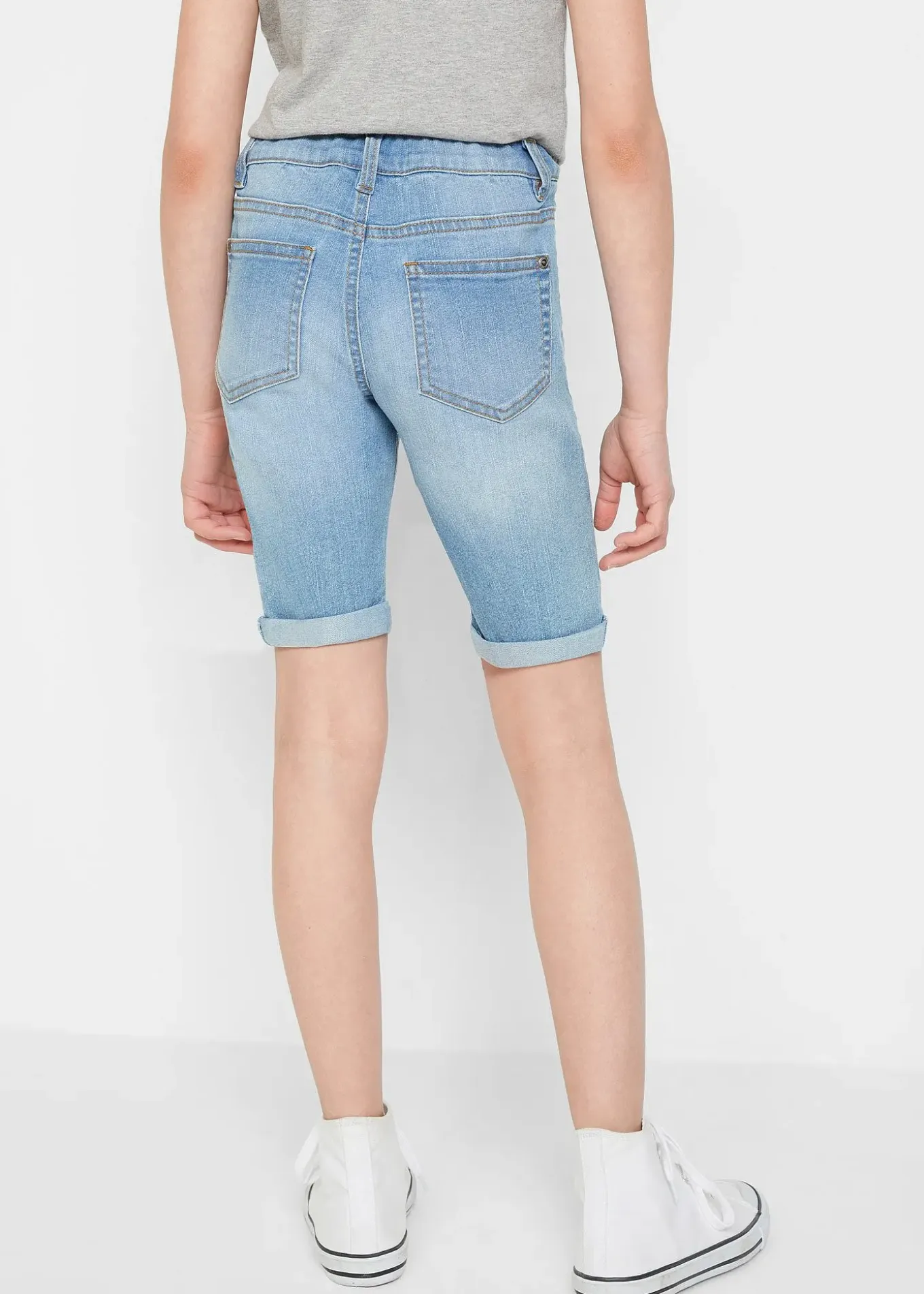 Short en jean extensible taille mi-haute