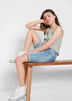 Short en jean extensible taille mi-haute