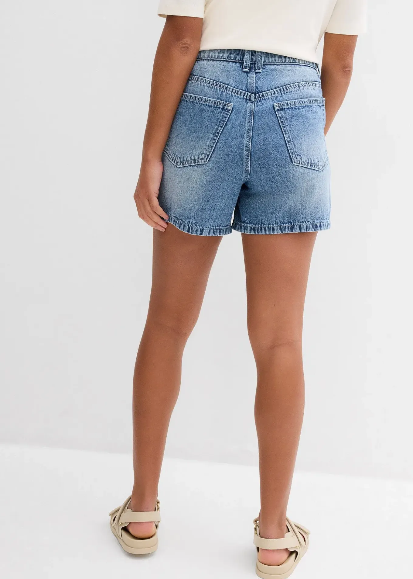 Short en jean taille haute, peu extensible