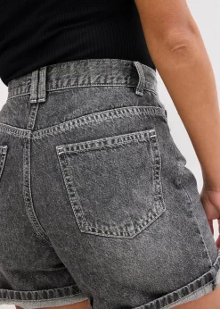 Short en jean taille haute, peu extensible