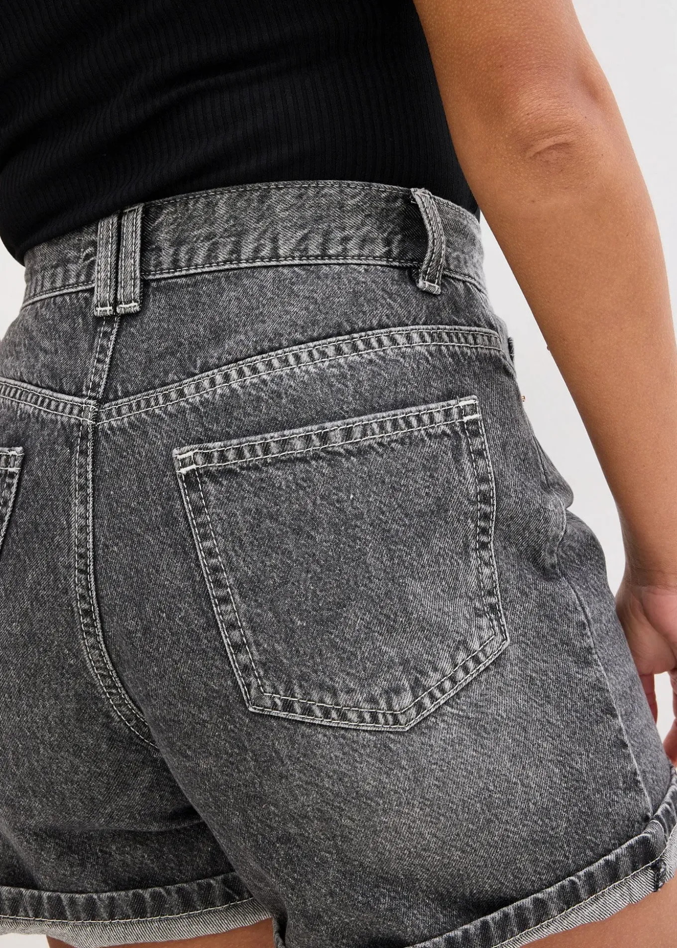 Short en jean taille haute, peu extensible