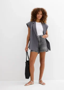 Short en jean taille haute, peu extensible