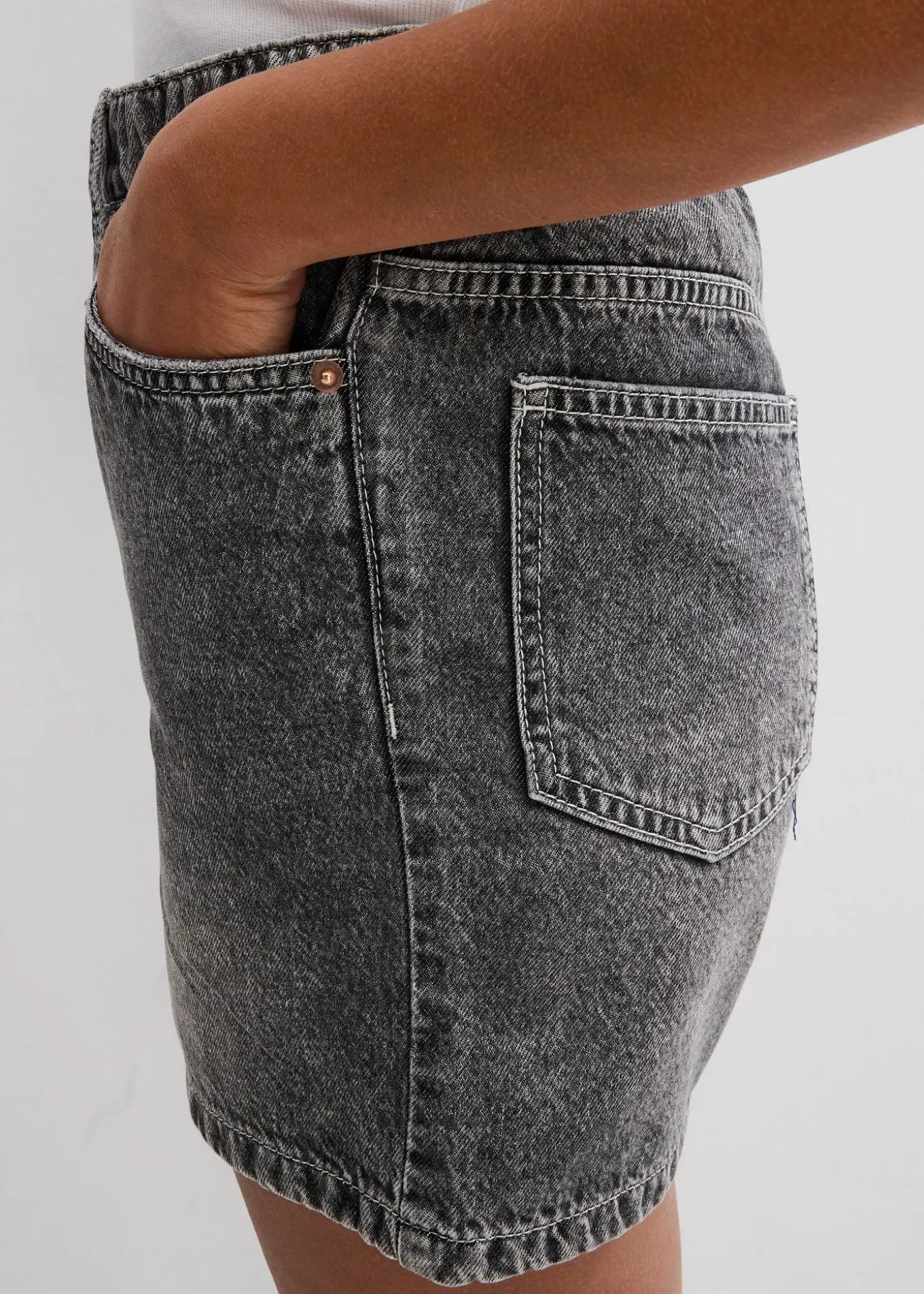 Short en jean taille haute, peu extensible