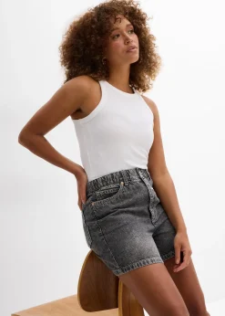 Short en jean taille haute, peu extensible