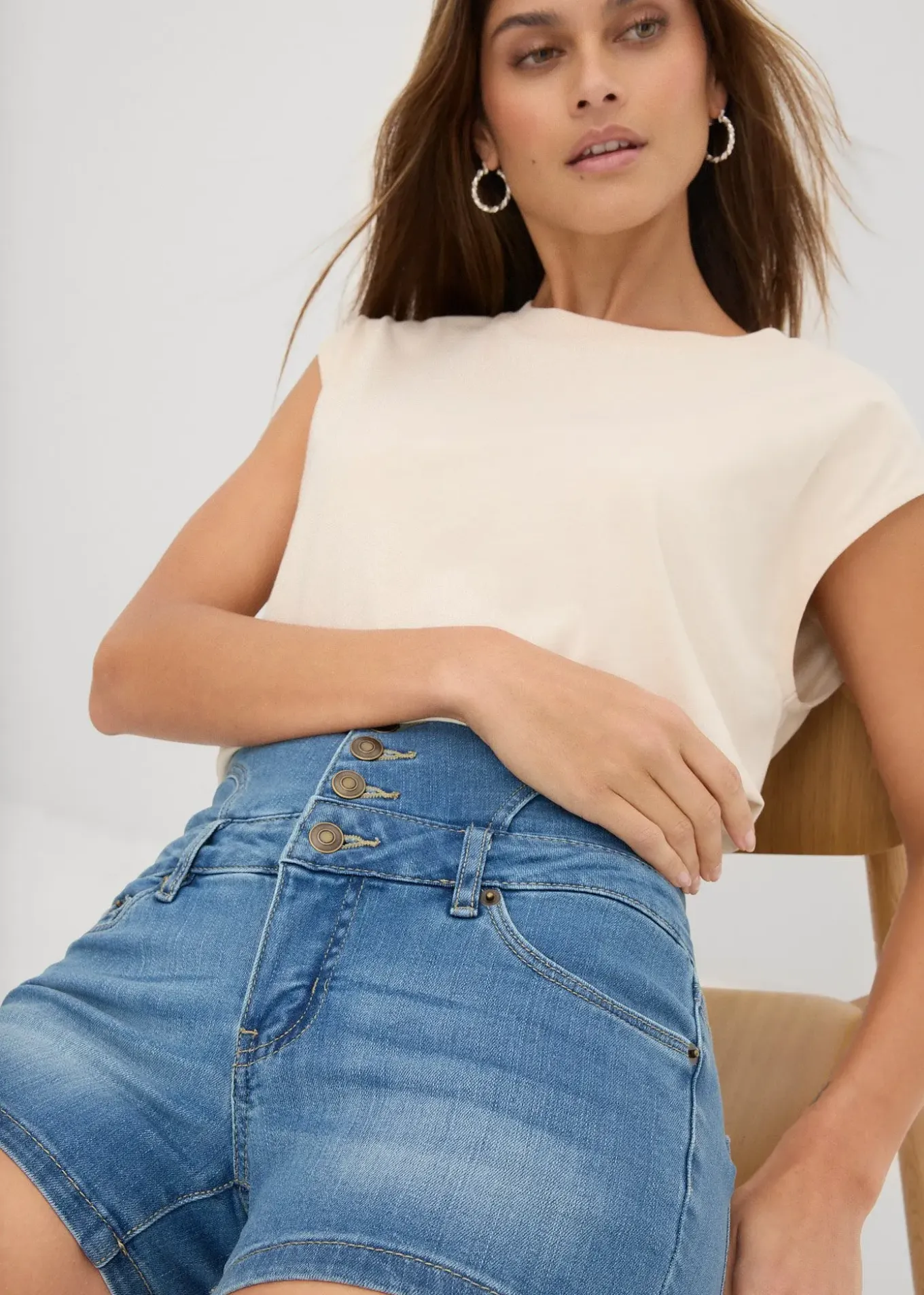 Short en jean taille haute