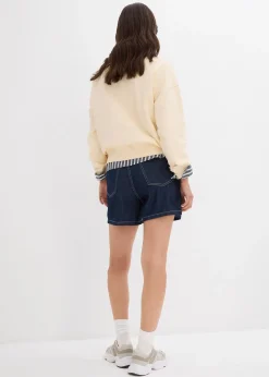 Short en jean taille haute, peu extensible