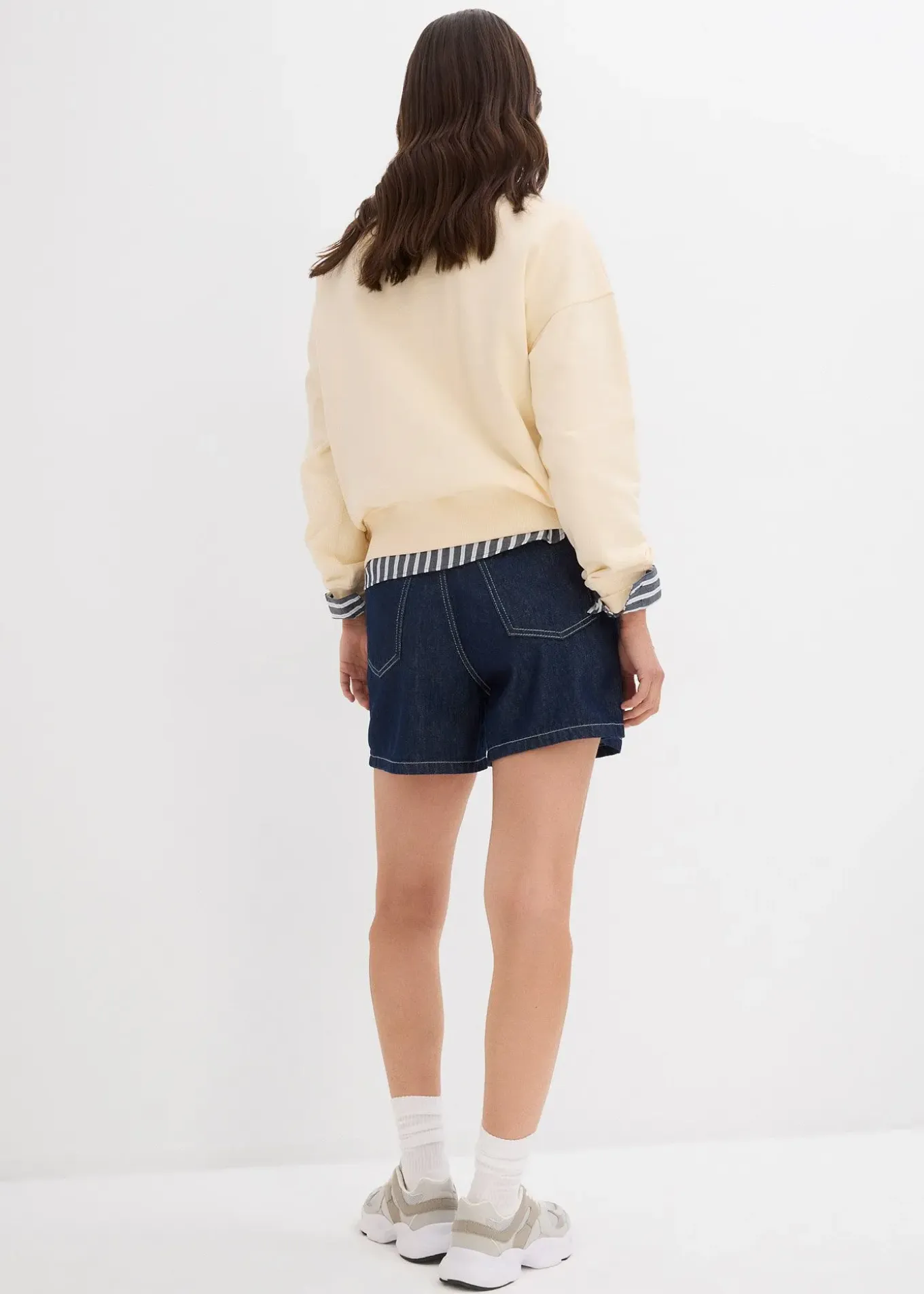 Short en jean taille haute, peu extensible