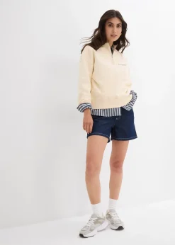 Short en jean taille haute, peu extensible