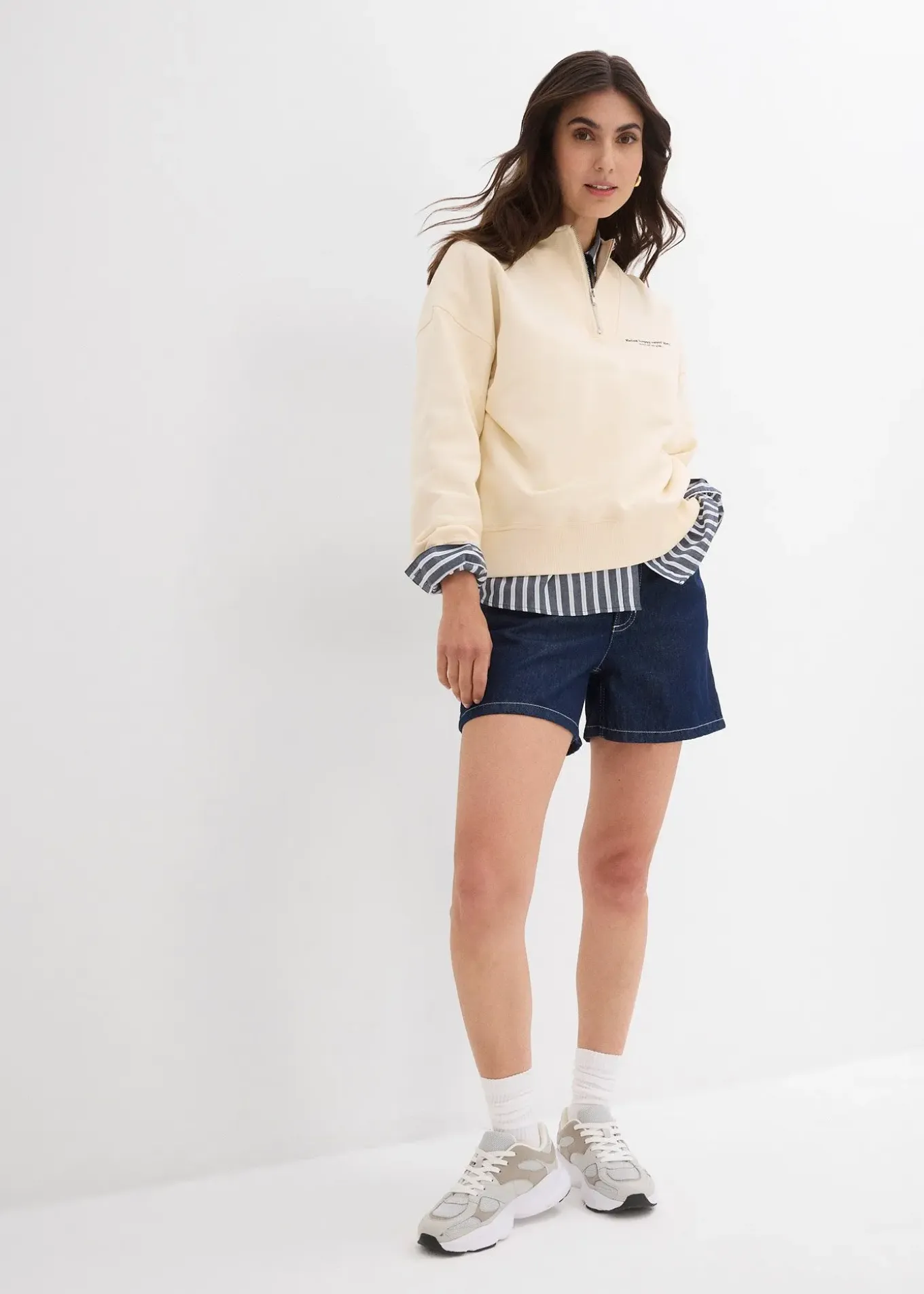 Short en jean taille haute, peu extensible