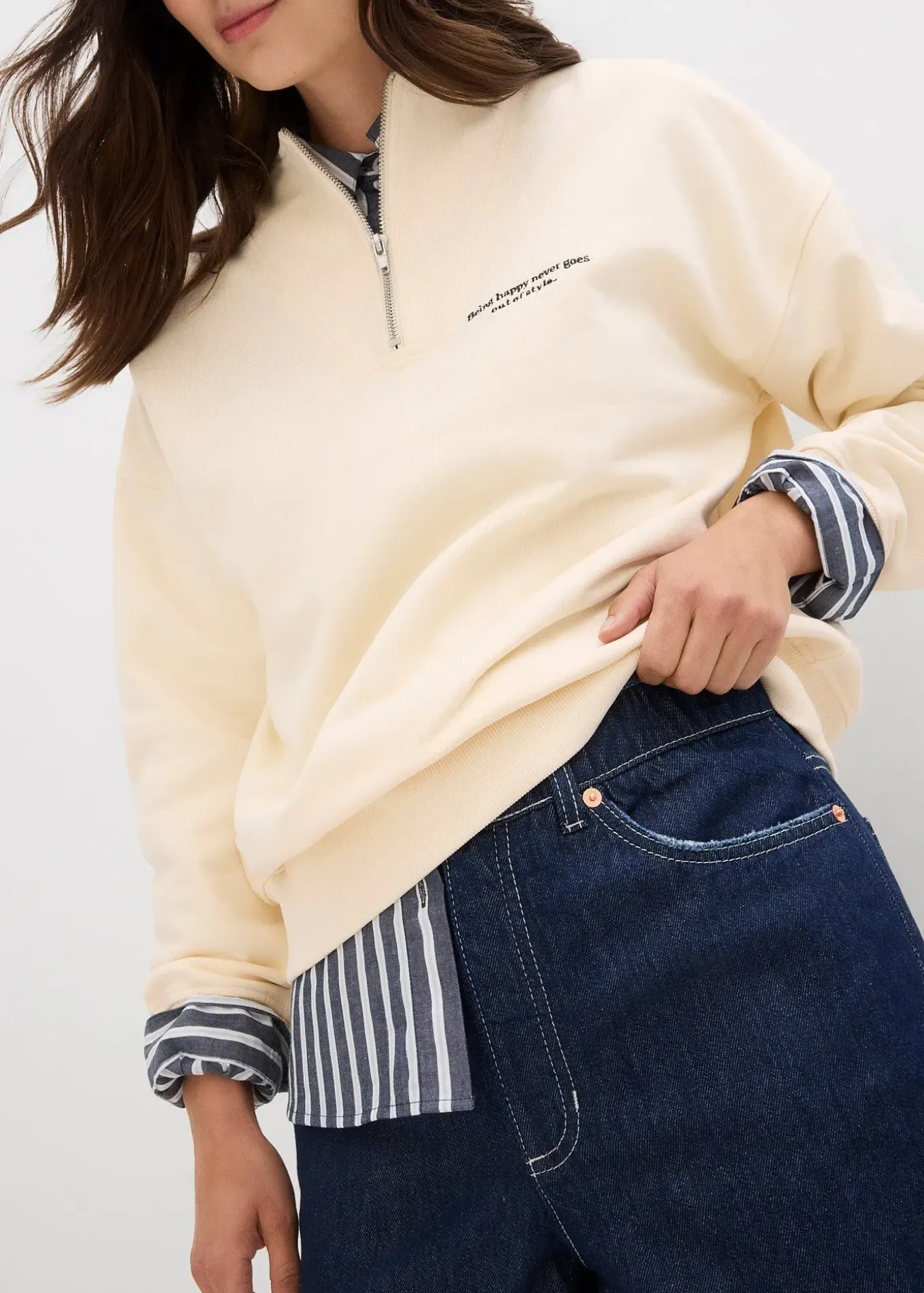 Short en jean taille haute, peu extensible