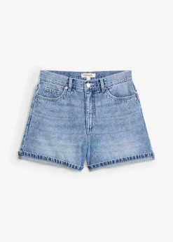 Short en jean taille haute, peu extensible